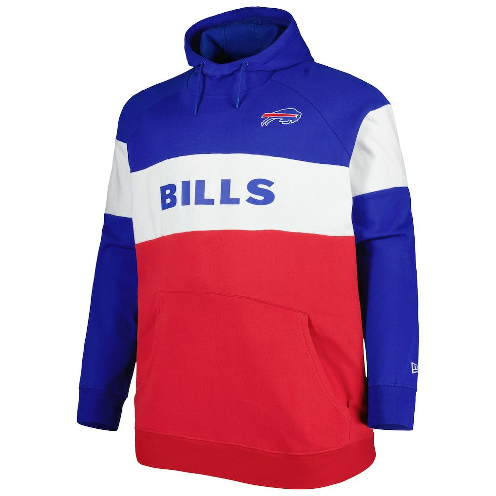 Buffalo Bills New Era Big & Tall Current Team Colorblock Fleece Raglan Pullover Hoodie - Royal/Red Hoodies