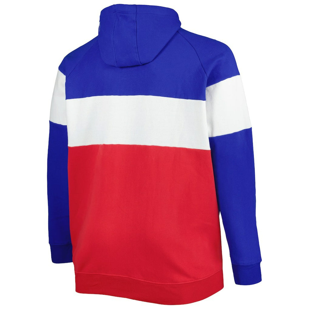 Buffalo Bills New Era Big & Tall Current Team Colorblock Fleece Raglan Pullover Hoodie - Royal/Red Hoodies