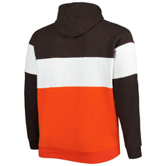 Cleveland Browns New Era Big & Tall Current Team Colorblock Fleece Raglan Pullover Hoodie - Brown/Orange Hoodies