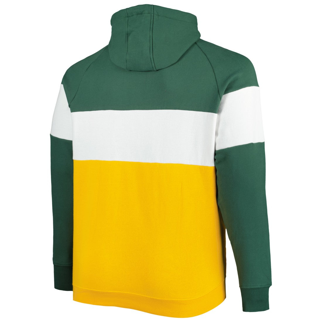 Green Bay Packers New Era Big & Tall Current Team Colorblock Fleece Raglan Pullover Hoodie - Green/Gold Hoodies