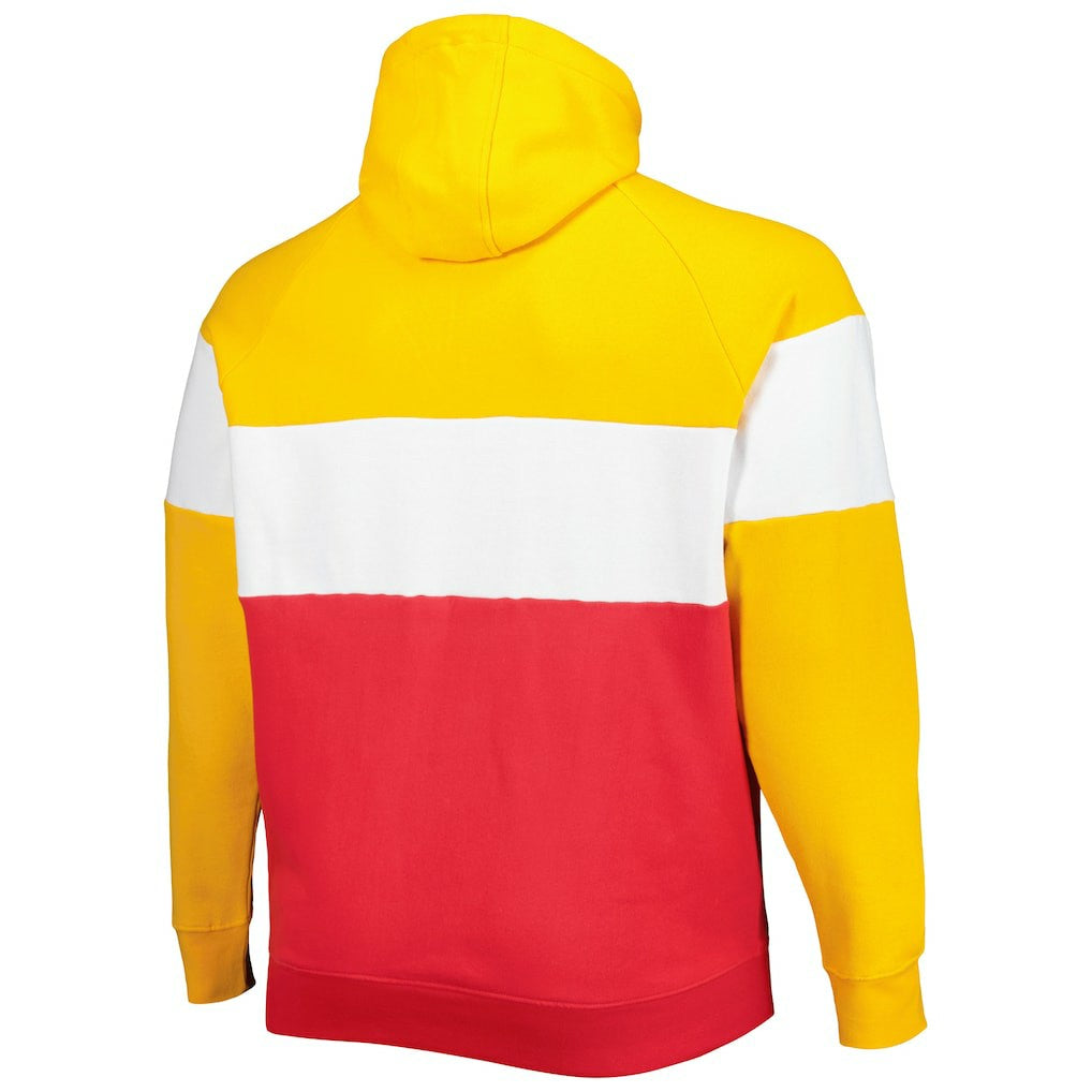 Kansas City Chiefs New Era Big & Tall Current Team Colorblock Fleece Raglan Pullover Hoodie - Gold/Red Hoodies
