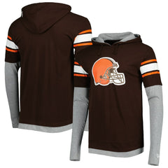 Cleveland Browns New Era Long Sleeve Hoodie T-Shirt - Brown Hoodies
