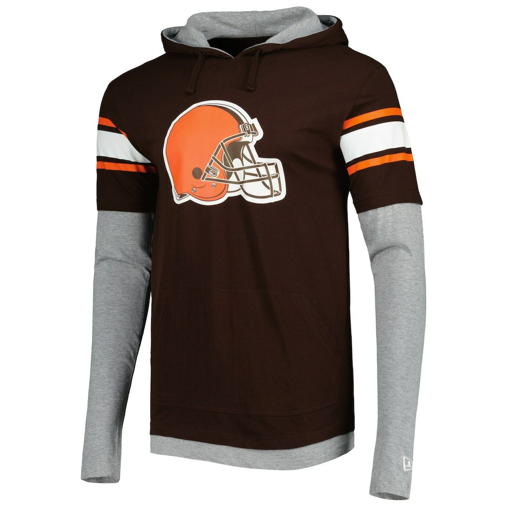 Cleveland Browns New Era Long Sleeve Hoodie T-Shirt - Brown Hoodies