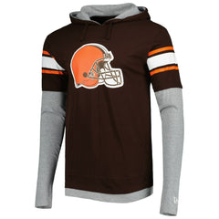 Cleveland Browns New Era Long Sleeve Hoodie T-Shirt - Brown Hoodies