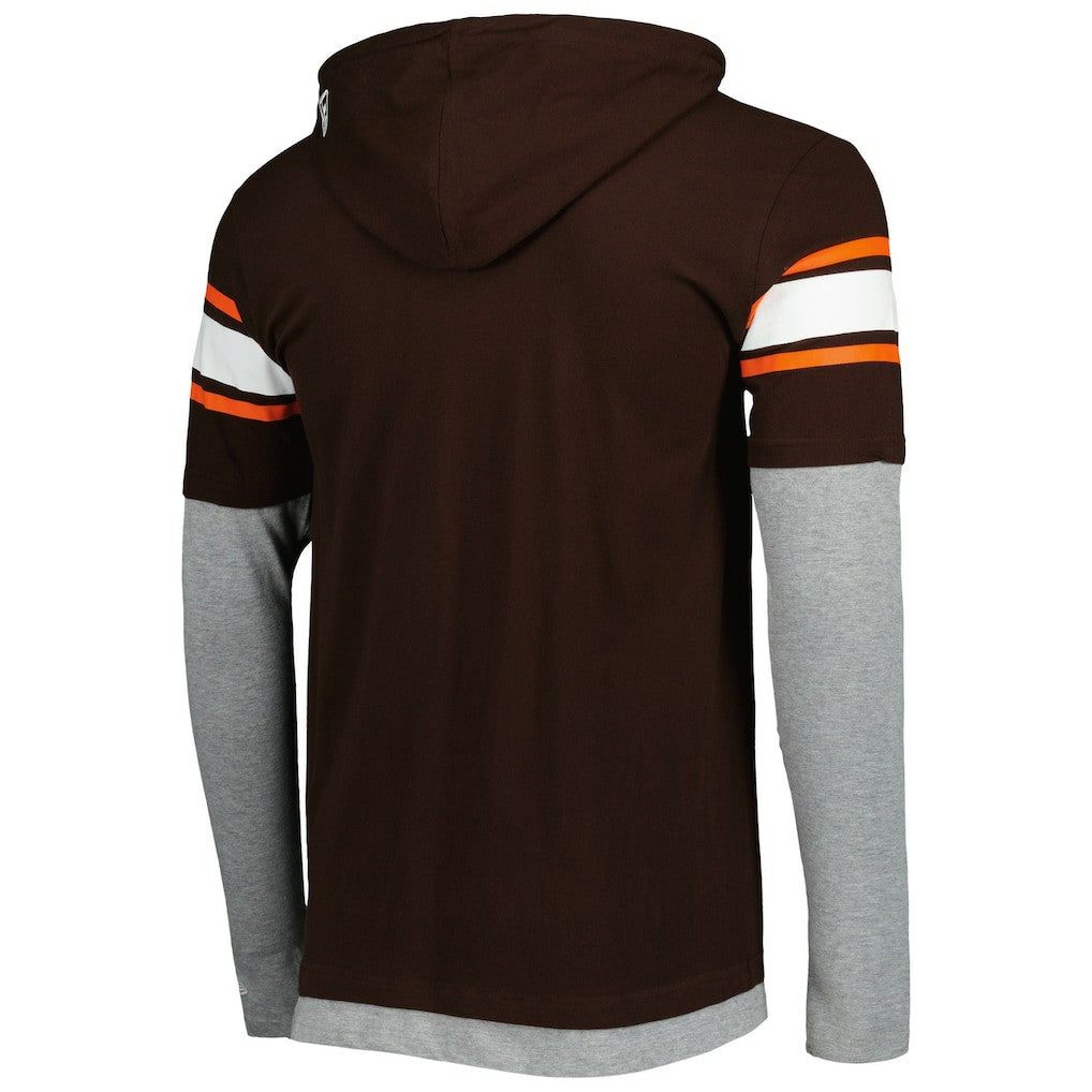 Cleveland Browns New Era Long Sleeve Hoodie T-Shirt - Brown Hoodies