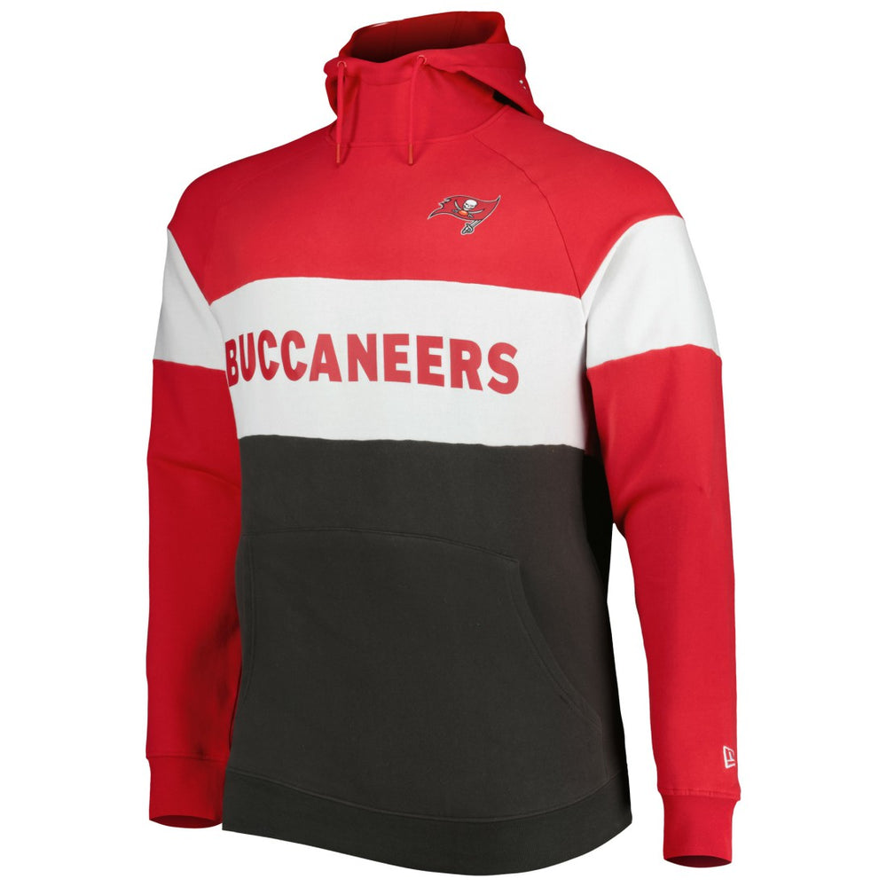 Tampa Bay Buccaneers New Era Big & Tall Current Colorblock Raglan Fleece Pullover Hoodie - Heather Charcoal/Black Hoodies