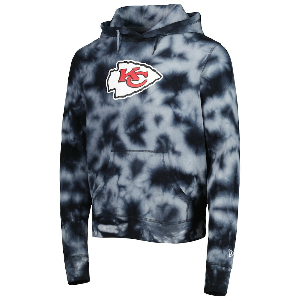 Kansas City Chiefs New Era Team Tie-Dye Pullover Hoodie - Black Hoodies