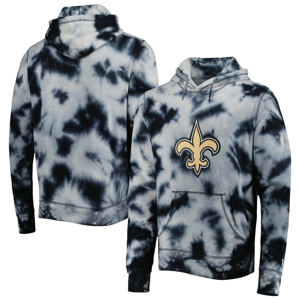 New Orleans Saints New Era Team Tie-Dye Pullover Hoodie - Black Hoodies