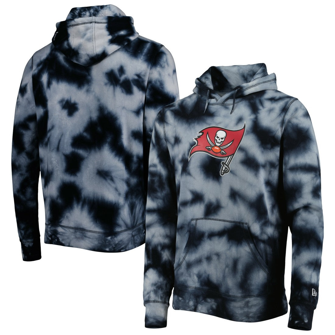Tampa Bay Buccaneers New Era Team Tie-Dye Pullover Hoodie - Black Hoodies