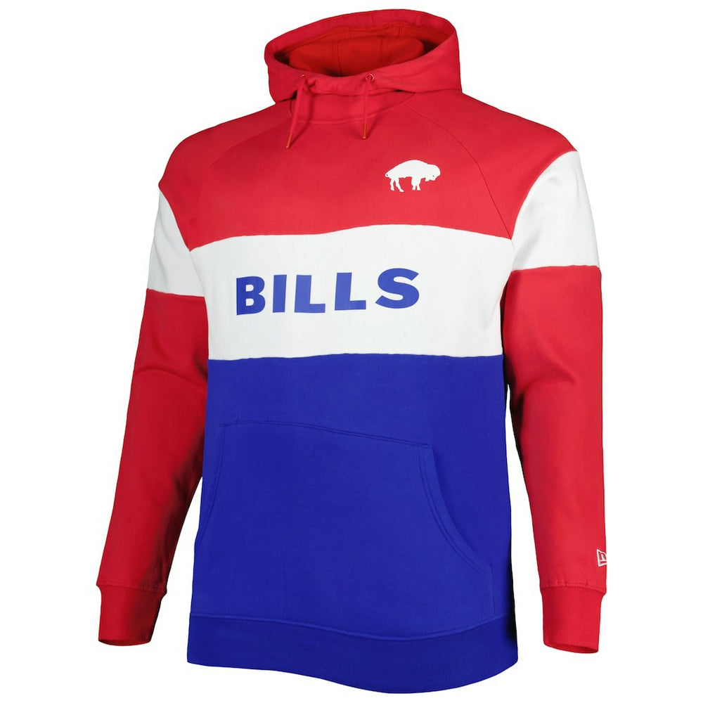 Buffalo Bills New Era Big & Tall Throwback Colorblock Fleece Raglan Pullover Hoodie - Red/Royal Hoodies