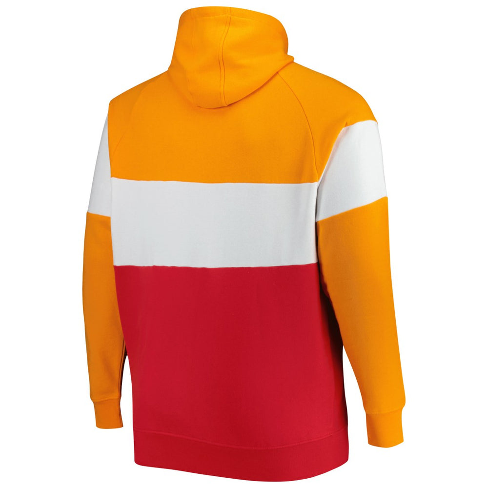 Tampa Bay Buccaneers New Era Big & Tall Throwback Colorblock Fleece Raglan Pullover Hoodie - Orange/Red Hoodies