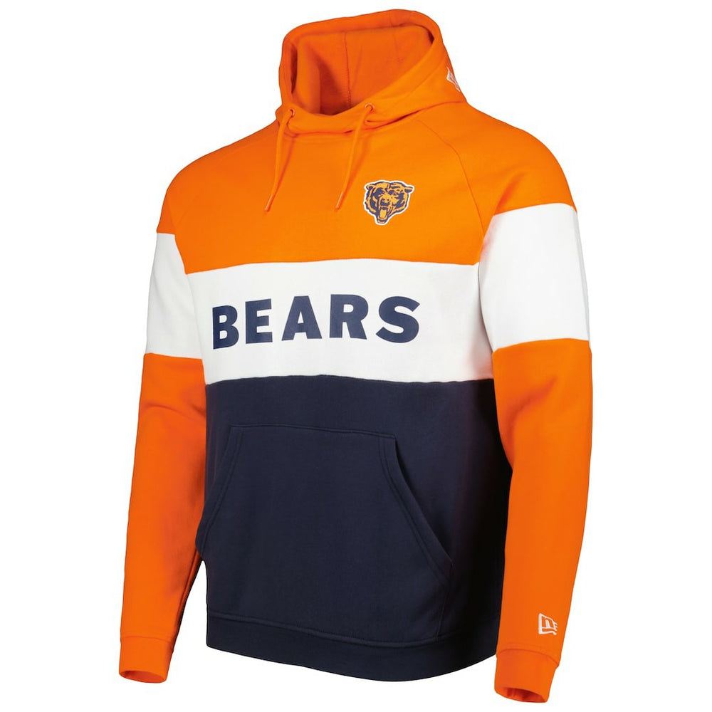 Chicago Bears New Era Colorblock Throwback Pullover Hoodie - Navy/Orange Hoodies
