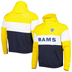 Los Angeles Rams New Era Colorblock Throwback Pullover Hoodie - Navy/Gold Hoodies