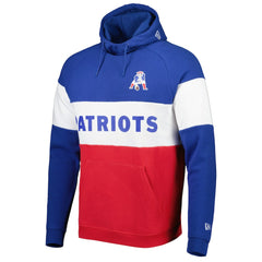 New England Patriots New Era Colorblock Throwback Pullover Hoodie - Red/Royal Hoodies
