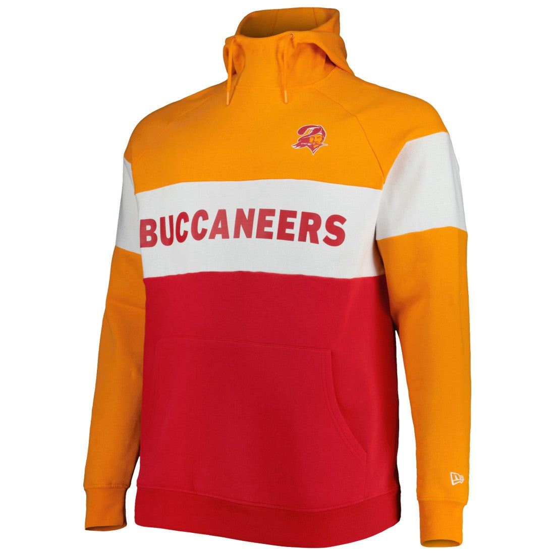 Tampa Bay Buccaneers New Era Big & Tall Throwback Colorblock Raglan Pullover Hoodie - Red Hoodies