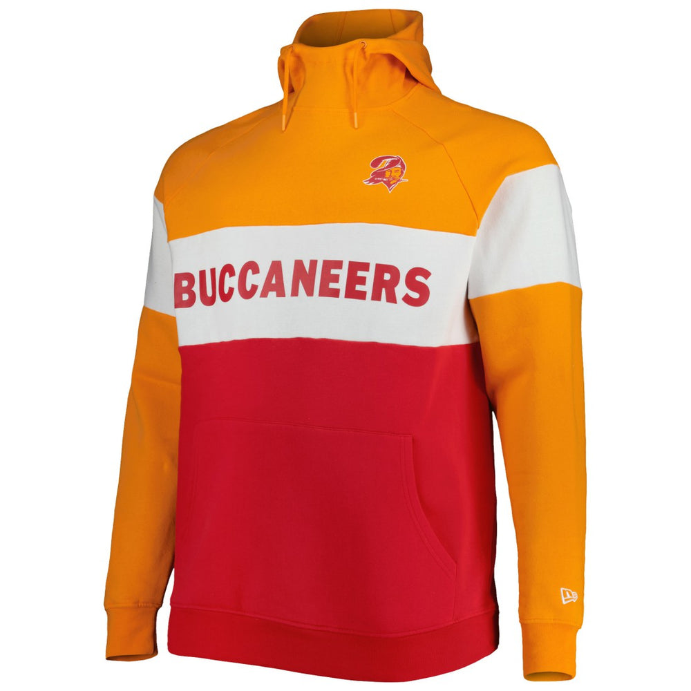 Tampa Bay Buccaneers New Era Big & Tall Throwback Colorblock Raglan Pullover Hoodie - Red Hoodies