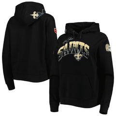 New Orleans Saints Pro Standard Women's Local Patch Pullover Hoodie - Black Hoodies