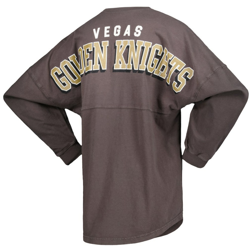 Vegas Golden Knights Fanatics Women's Spirit Lace-Up V-Neck Long Sleeve Jersey T-Shirt - Charcoal | US 4974038