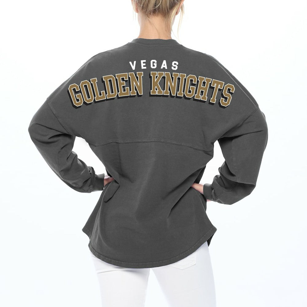 Vegas Golden Knights Fanatics Women's Spirit Lace-Up V-Neck Long Sleeve Jersey T-Shirt - Charcoal | US 4974038