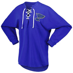 St. Louis Blues Fanatics Women's Spirit Lace-Up V-Neck Long Sleeve Jersey T-Shirt - Blue | US 4974048