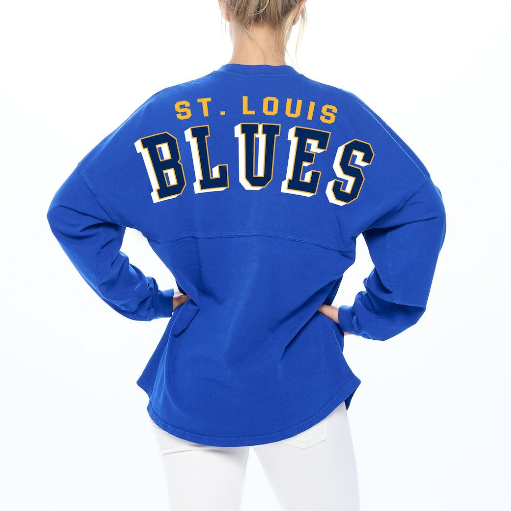 St. Louis Blues Fanatics Women's Spirit Lace-Up V-Neck Long Sleeve Jersey T-Shirt - Blue | US 4974048