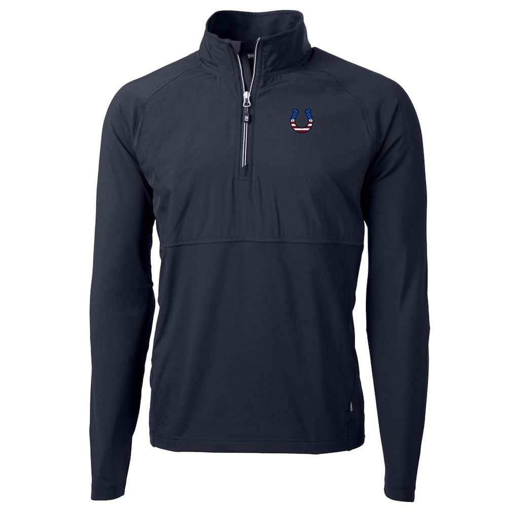 Indianapolis Colts Cutter & Buck Adapt Eco Knit Hybrid Recycled Quarter-Zip Pullover Top - Navy Pullover