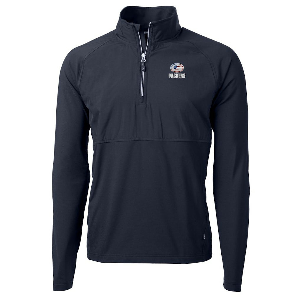 Green Bay Packers Cutter & Buck Adapt Eco Knit Hybrid Recycled Quarter-Zip Pullover Top - Navy Pullover