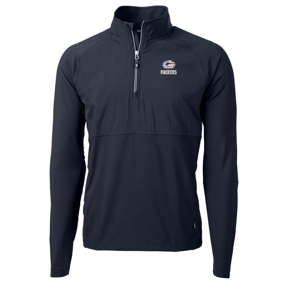 Green Bay Packers Cutter & Buck Adapt Eco Knit Hybrid Recycled Quarter-Zip Pullover Top - Navy Pullover