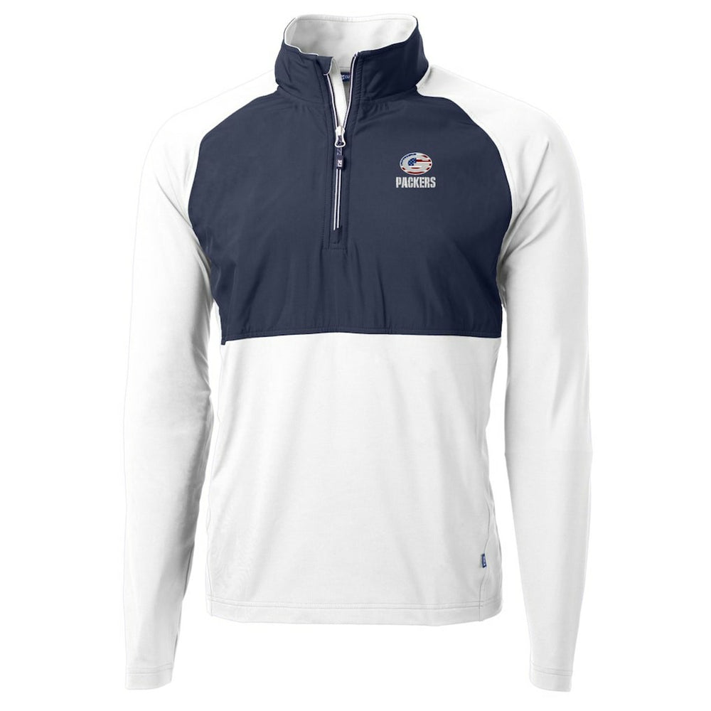 Green Bay Packers Cutter & Buck Adapt Eco Knit Hybrid Recycled Quarter-Zip Pullover Top - White Pullover