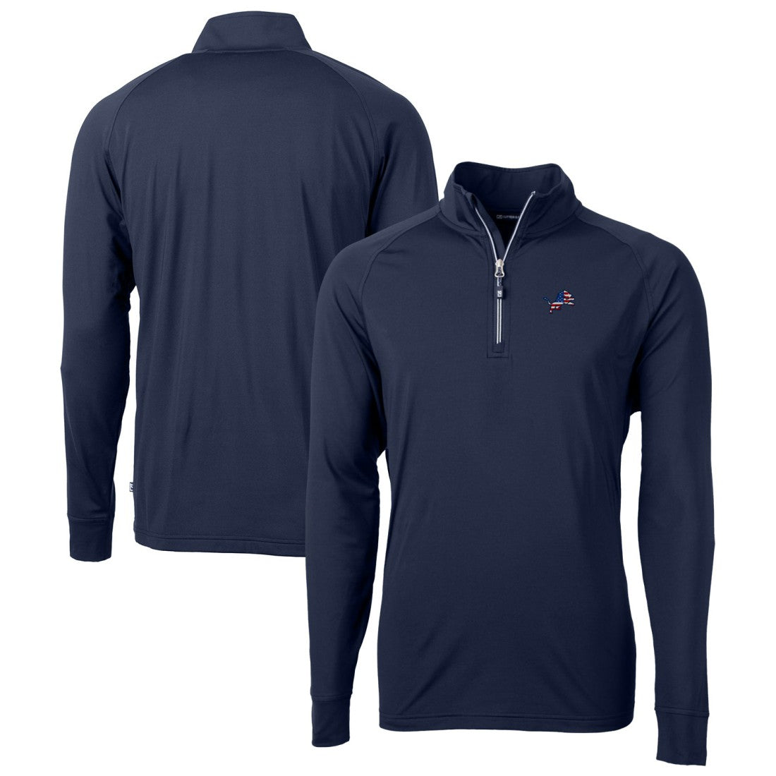 Detroit Lions Cutter & Buck Team Adapt Eco Knit Hybrid Recycled Quarter-Zip Pullover Top - Navy Pullover