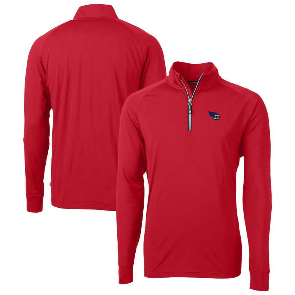 Tennessee Titans Cutter & Buck Team Adapt Eco Knit Hybrid Recycled Quarter-Zip Pullover Top - Red Pullover