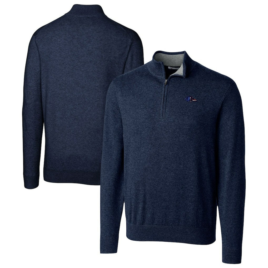 Baltimore Ravens Cutter & Buck Lakemont Quarter-Zip Pullover Sweater - Navy Pullover