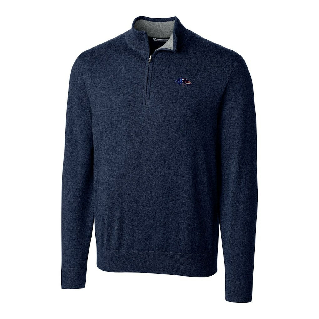 Baltimore Ravens Cutter & Buck Lakemont Quarter-Zip Pullover Sweater - Navy Pullover