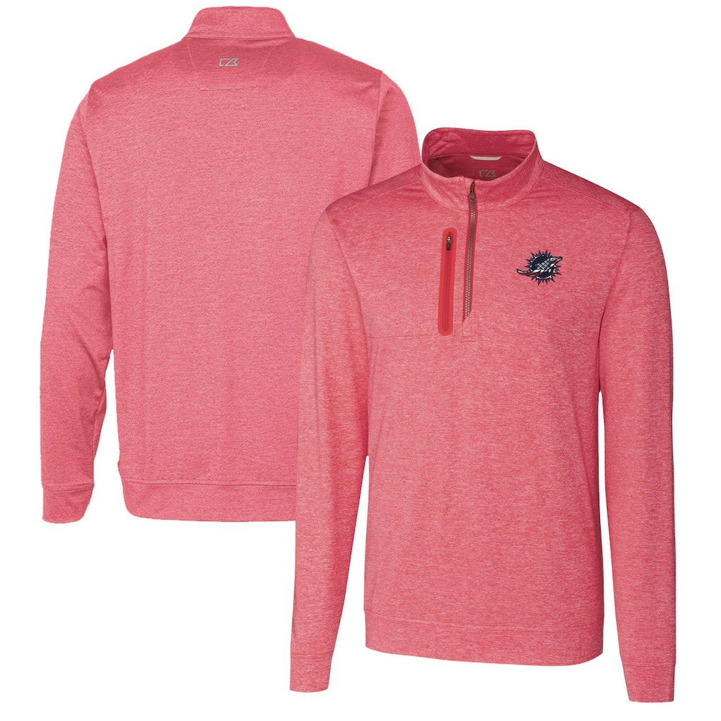 Miami Dolphins Cutter & Buck Stealth Quarter-Zip Pullover Top - Heathered Cardinal Pullover