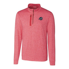 Miami Dolphins Cutter & Buck Stealth Quarter-Zip Pullover Top - Heathered Cardinal Pullover