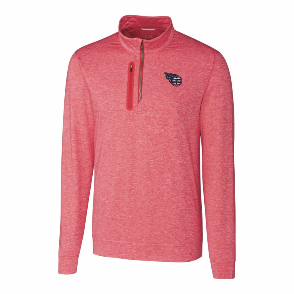 Tennessee Titans Cutter & Buck Stealth Quarter-Zip Pullover Top - Heathered Cardinal Pullover