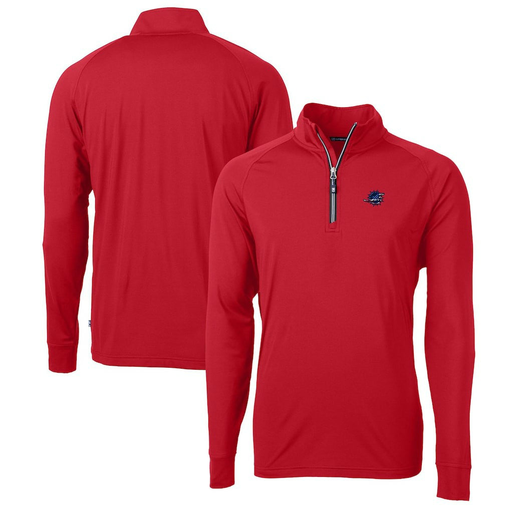 Miami Dolphins Cutter & Buck Big & Tall Adapt Eco Knit Stretch Recycled Quarter-Zip Pullover Top - Red Pullover
