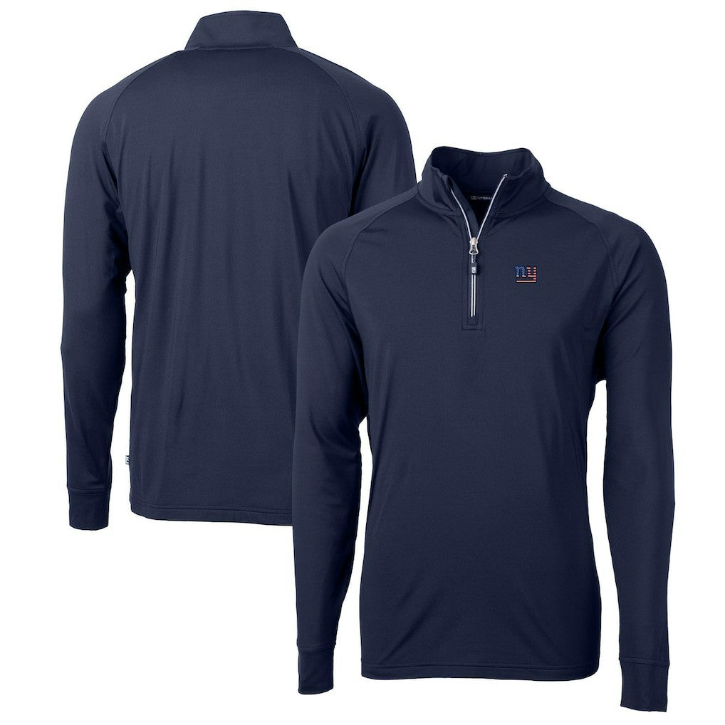 New York Giants Cutter & Buck Big & Tall Adapt Eco Knit Stretch Recycled Quarter-Zip Pullover Top - Navy Pullover