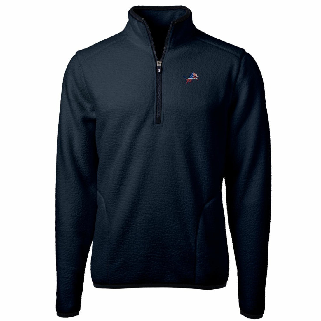 Detroit Lions Cutter & Buck Big & Tall Cascade Eco Sherpa Fleece Quarter-Zip Pullover Jacket - Navy Pullover