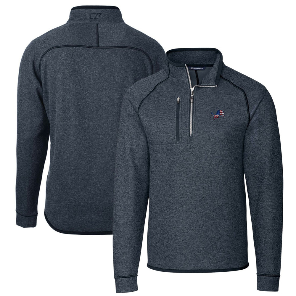 Detroit Lions Cutter & Buck Big & Tall Mainsail Sweater Knit Half-Zip Pullover Jacket - Heathered Navy Pullover