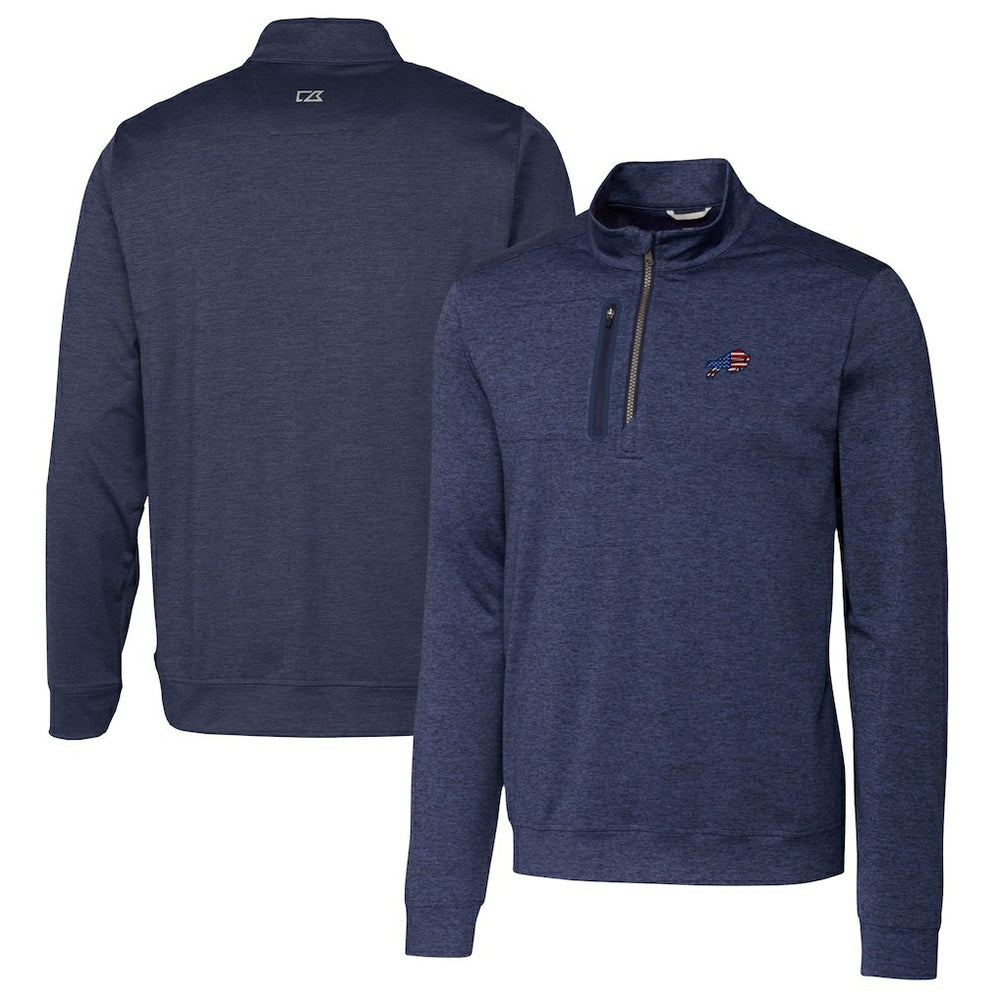 Buffalo Bills Cutter & Buck Big & Tall Stealth Quarter-Zip Jacket - Heathered Navy Jackets
