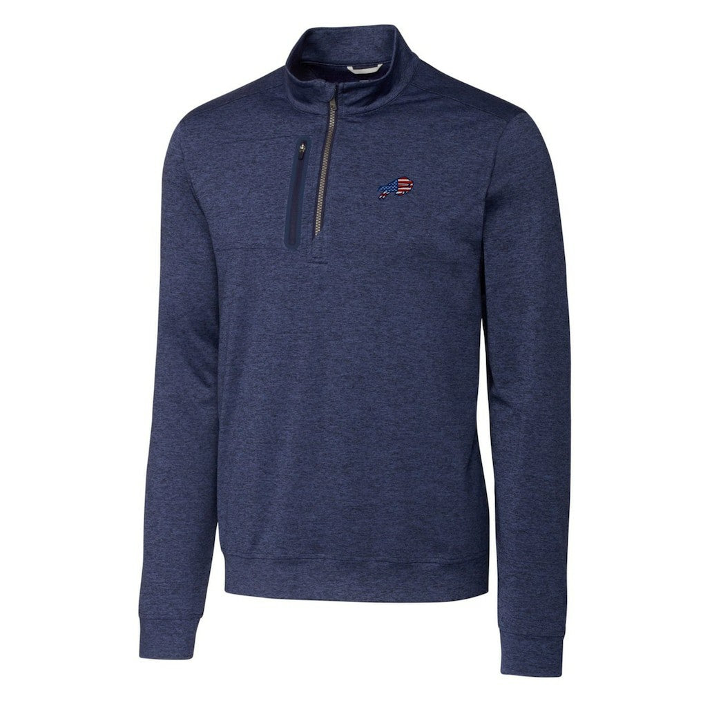Buffalo Bills Cutter & Buck Big & Tall Stealth Quarter-Zip Jacket - Heathered Navy Jackets