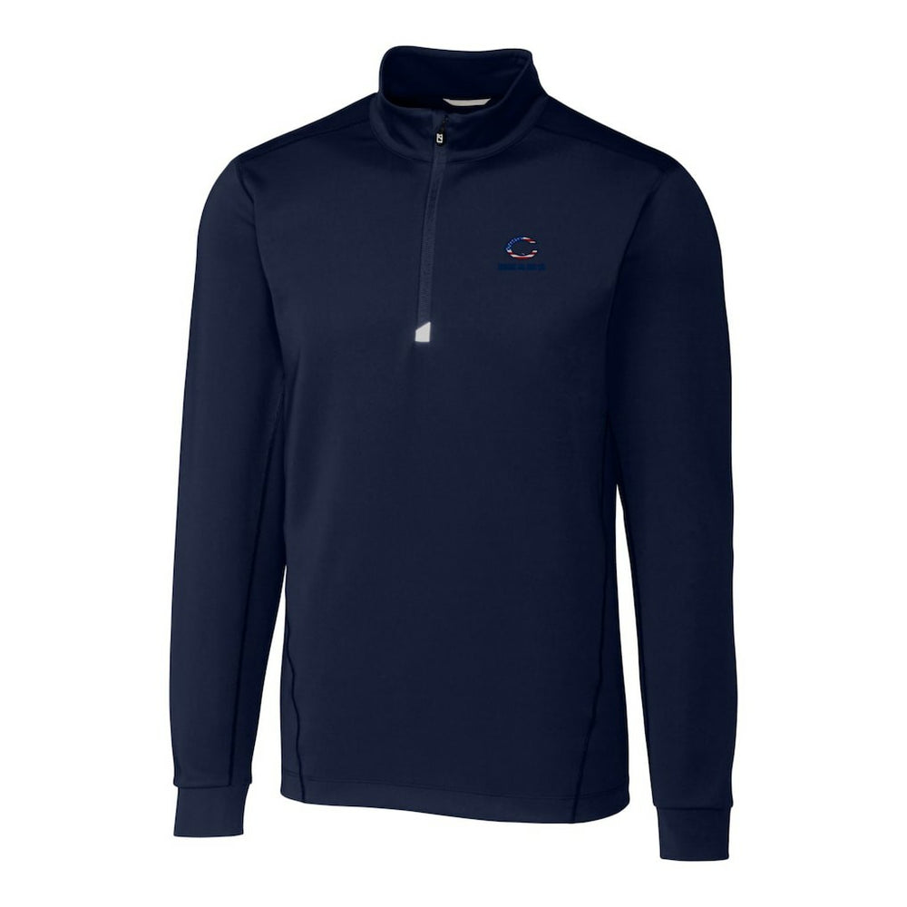 Chicago Bears Cutter & Buck Big & Tall Traverse Stretch Quarter-Zip Pullover Top - Navy Pullover