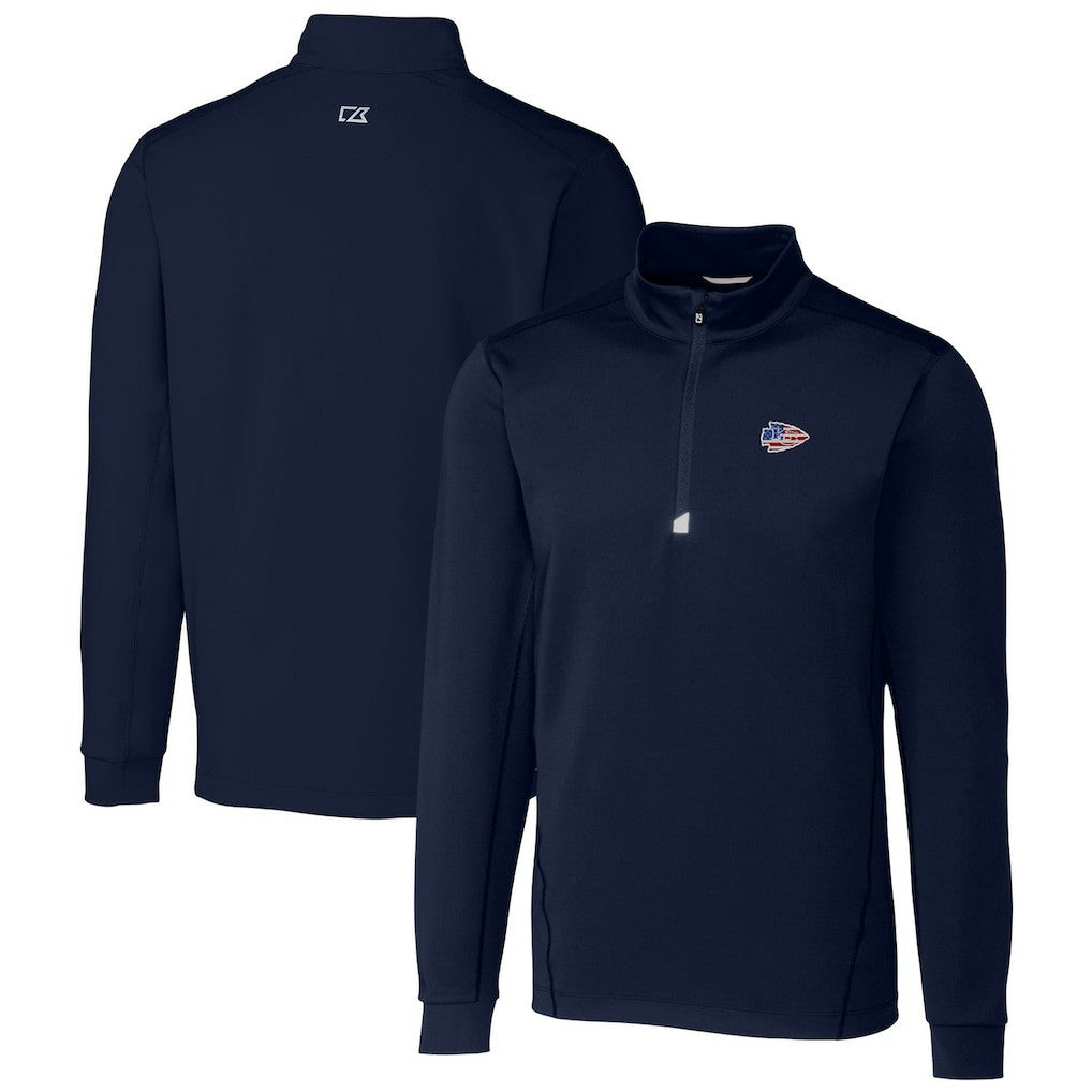 Kansas City Chiefs Cutter & Buck Big & Tall Traverse Stretch Quarter-Zip Pullover Top - Navy Pullover