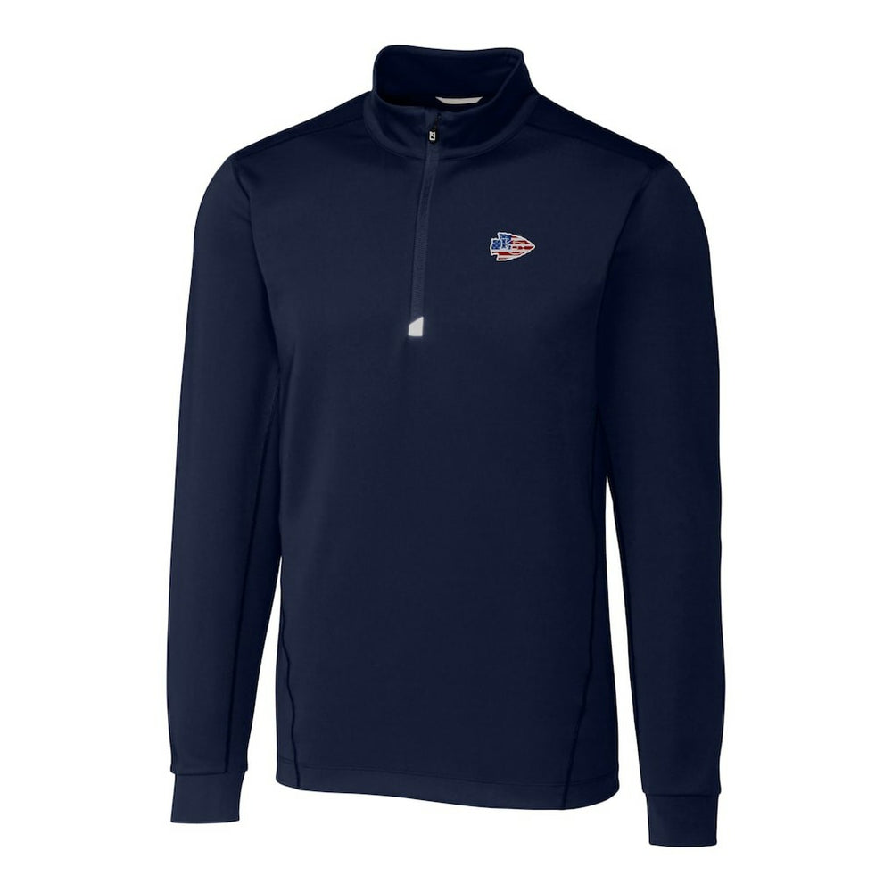 Kansas City Chiefs Cutter & Buck Big & Tall Traverse Stretch Quarter-Zip Pullover Top - Navy Pullover