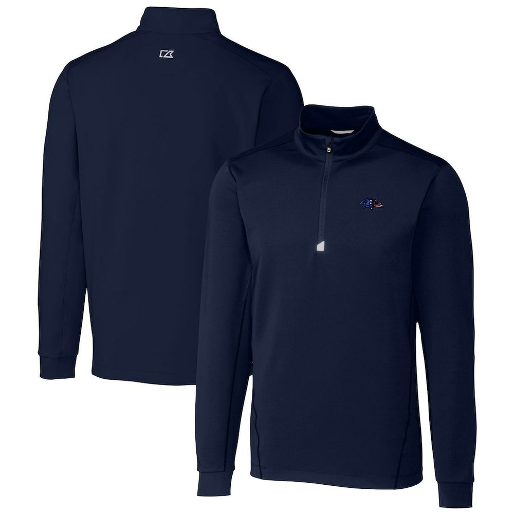 Baltimore Ravens Cutter & Buck Big & Tall Traverse Stretch Quarter-Zip Pullover Top - Navy Pullover