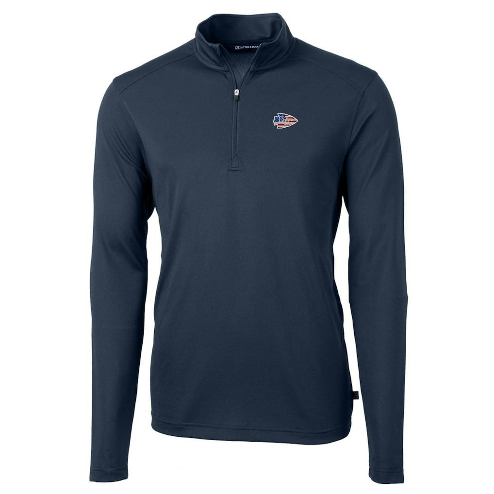 Kansas City Chiefs Cutter & Buck Big & Tall Virtue Eco Pique Recycled Quarter-Zip Jacket - Navy Jackets