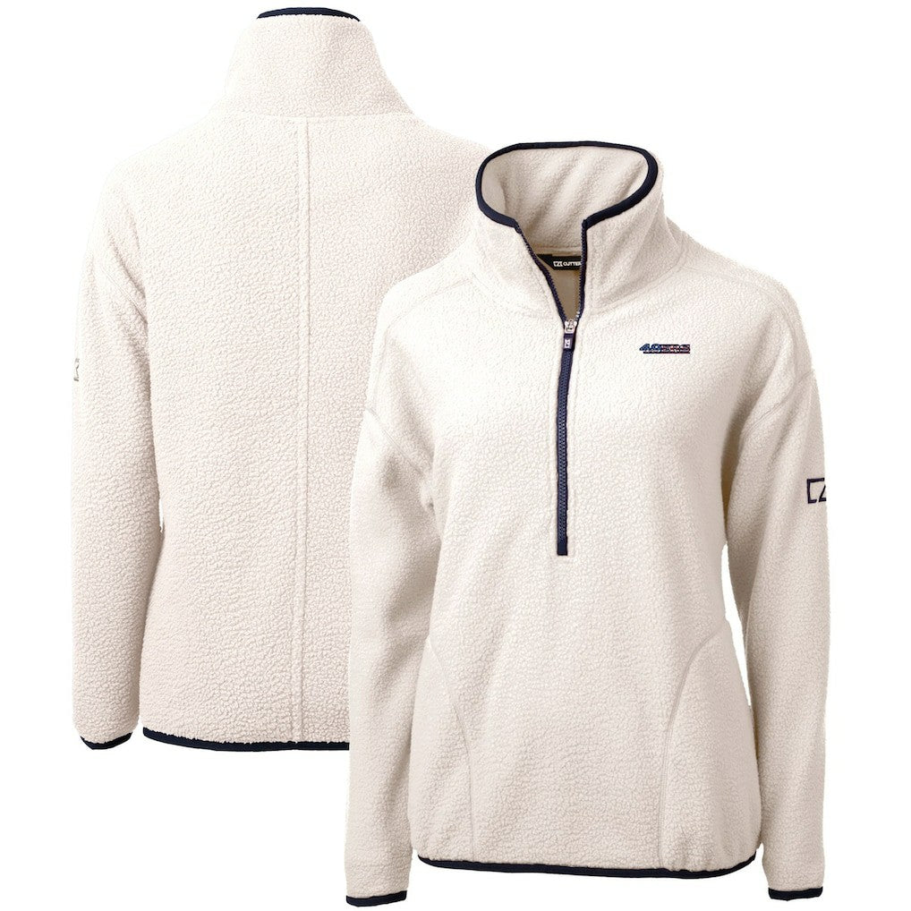 San Francisco 49ers Cutter & Buck Women's Americana Cascade Eco Sherpa Fleece Half-Zip Pullover Jacket - Cream Pullover