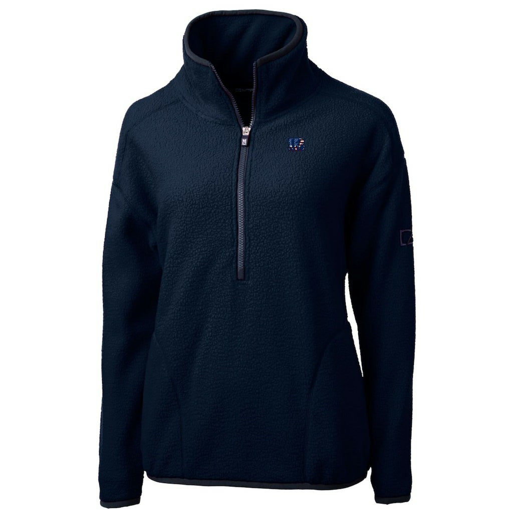 Cincinnati Bengals Cutter & Buck Women's Americana Cascade Eco Sherpa Fleece Half-Zip Pullover Jacket - Navy Pullover