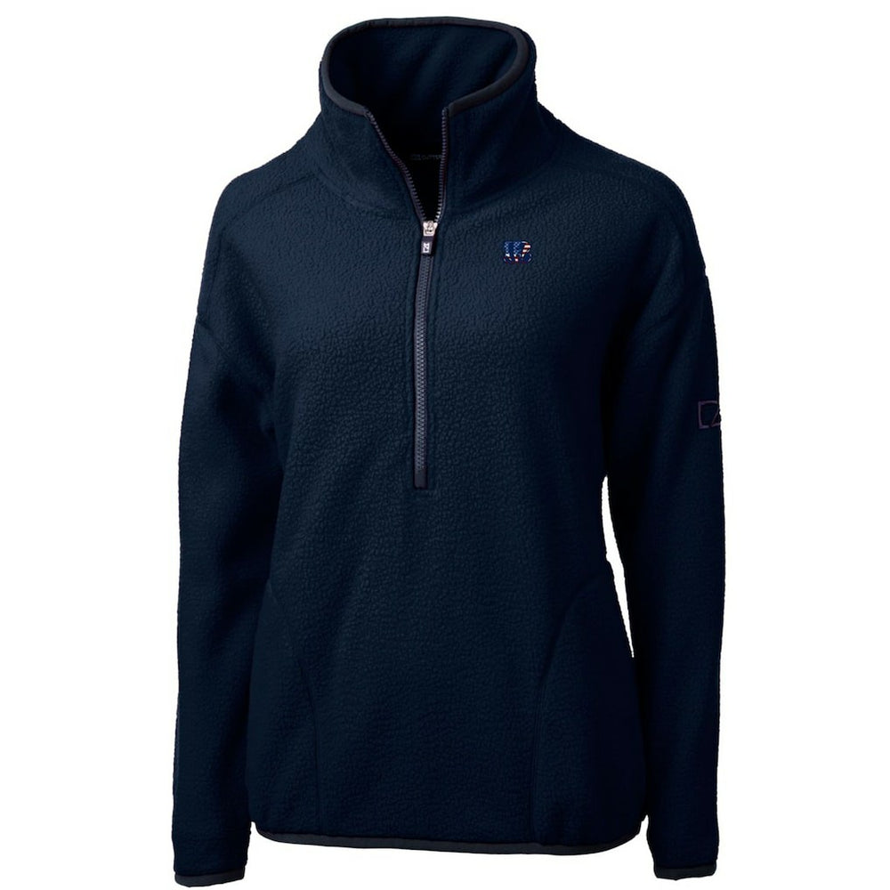 Cincinnati Bengals Cutter & Buck Women's Americana Cascade Eco Sherpa Fleece Half-Zip Pullover Jacket - Navy Pullover